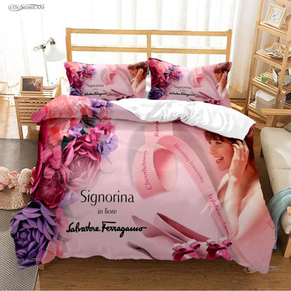 Fshion Luxury Brand Casal All Season Duvet Cover Comforter Bedding Set Soft Quilt Cover and Pillowcases Single/Double/Queen/King