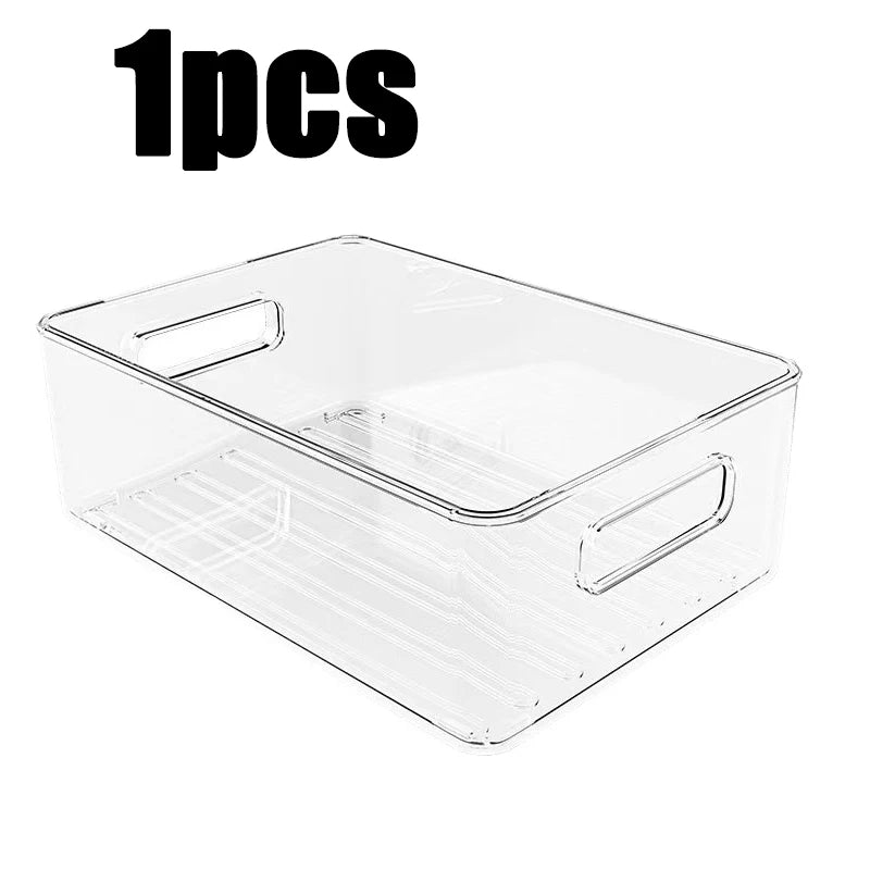 1-3PC Refrigerator Organizers Bins With Handle Plastic Pantry  Refrigerator Crisper Pantry Kitchen Food Freezer Tool Storage Box