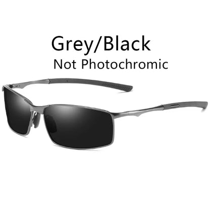 Photochromic Men Polarized Sunglasses Male Metal Square Glasses Driving Sun Glasses UV400 Outdoor Sports Cycling Goggles