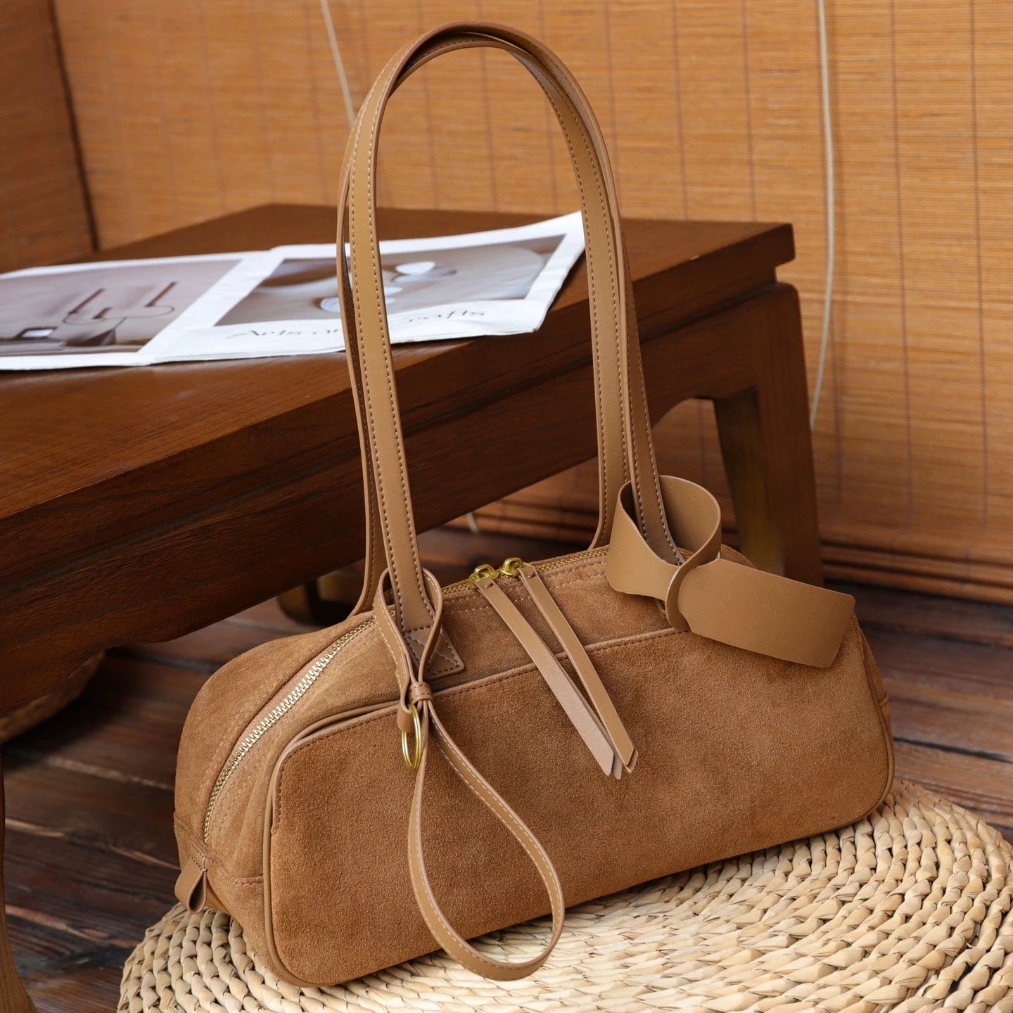 2026 Newest Women Pillow Bag Suede Genuine Leather Shoulder Bags Luxury Designer Female Large Underarm Bag Versatile Bags Coffee