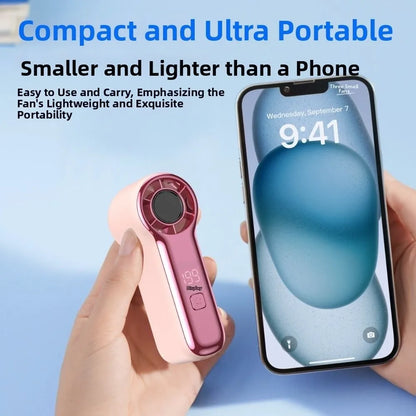 Portable LED Display Mini Handheld Fan USB Rechargeable High-speed Fan Strong Wind Cooling Fan Outdoor Travel Use