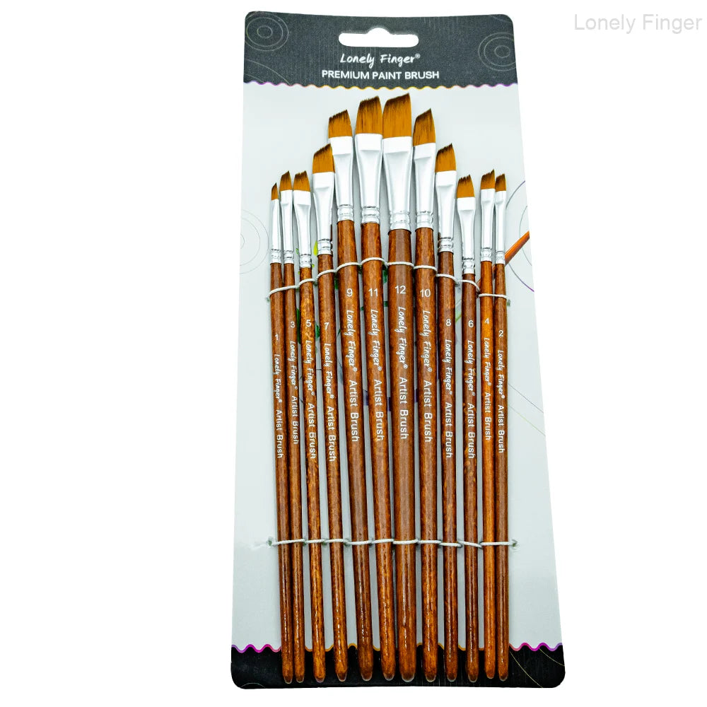 12/48pcs Acrylic Paint Brushes, Professional Synthetic Bristles Paint Brush Set Flat, Filbert,  Round, Angle Paint Brushes