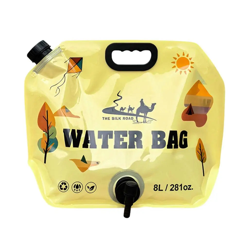 Camping Foldable Water Bag with Bottle Tap 8L Outdoor Hiking Water Bucket Bag Large Capacity Water Container Camping Supplies