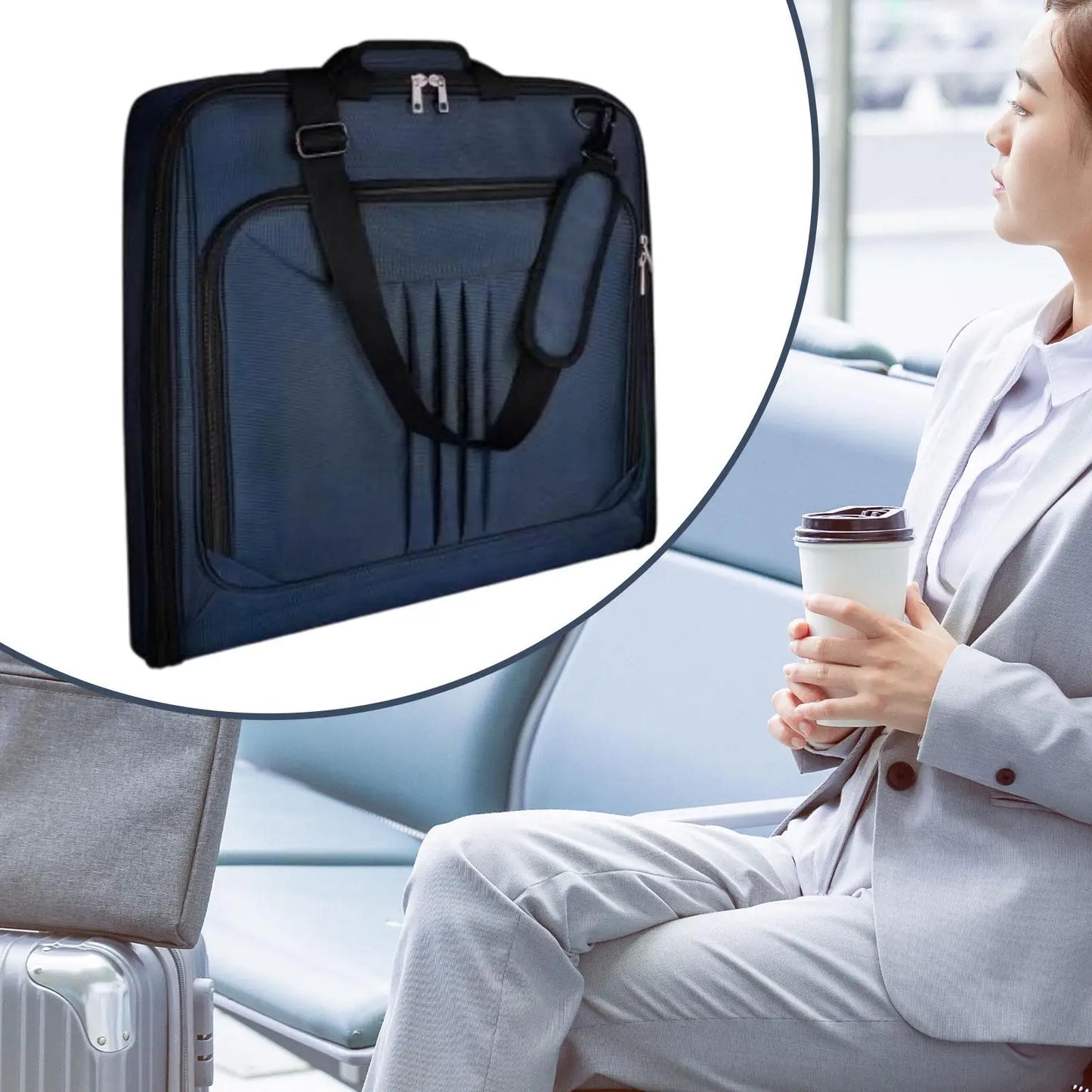 Travel Garment Bag with Detachable Adjustable Shoulder Strap Large for Men Luggage Bag for Holiday Short Trip Business Weekender