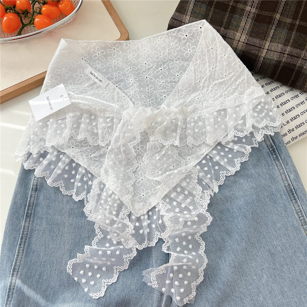 INS Y2K Stylish Lace Embroidery Layered Triangular Types Jeans Pant Matching Half Skirts Fart Curtains All-Match Stacked Skirt