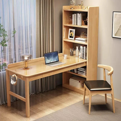 Modern Home Office Computer Desk Writing Desk With Bookshelf Storage Shelf Wooden Computer Table