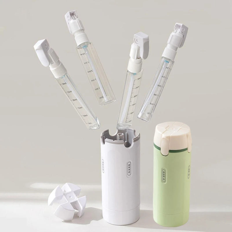 Travel Dispenser Storage Bottle With 4*30ml Inner Bottles -  Leakproof Portable Refillable For Shampoo Conditioner Lotion Toner