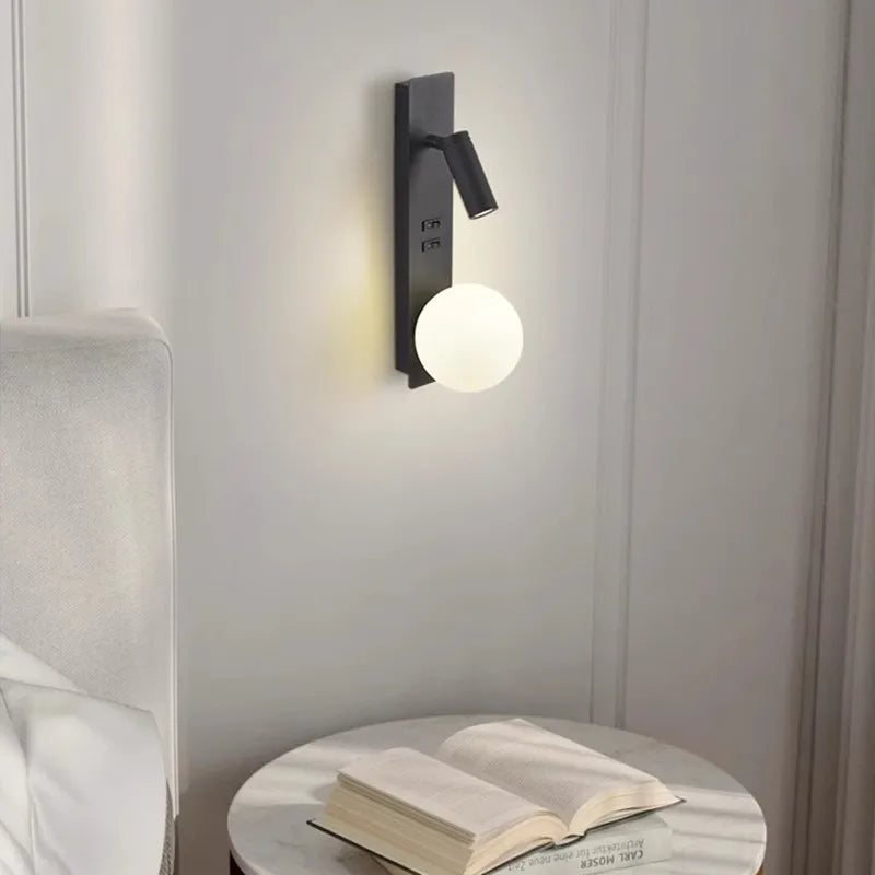 Bedroom Bedhead Reading Light Creative Minimalist LED with Switch Hotel Rooms Study Living Room Background Wall Decorative Light