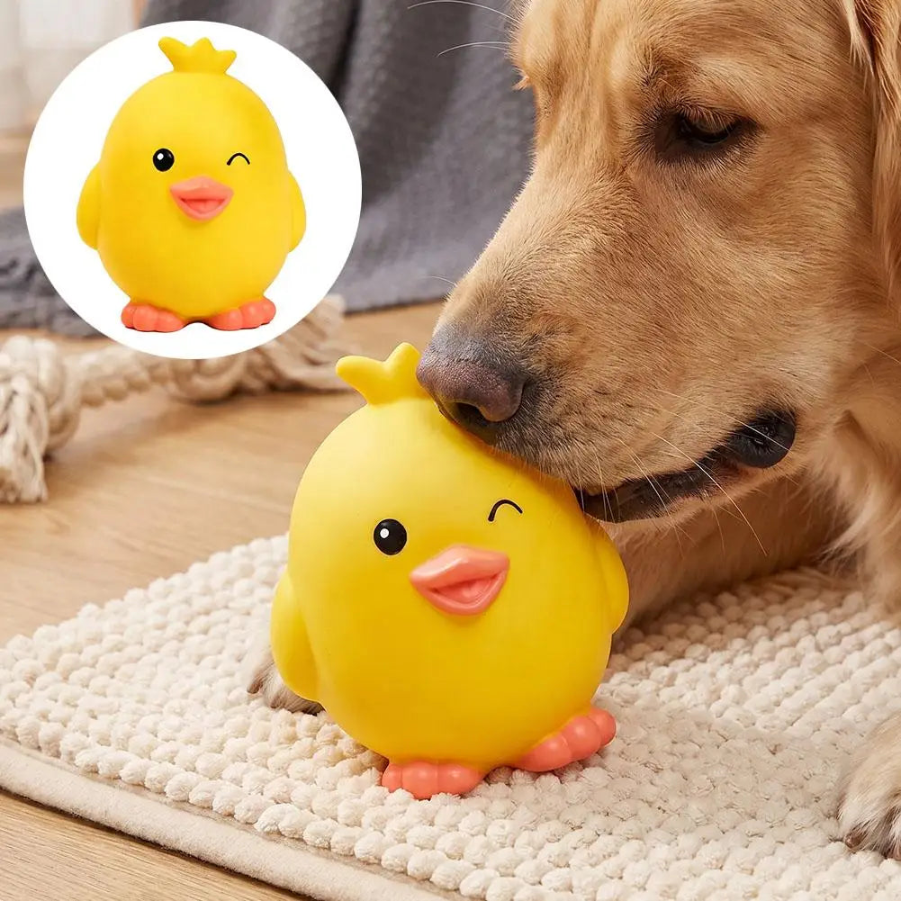 Pet Interactive Squeaker Chew Training Toy for Dog Cat Rubber Puzzle Toy yellow duck, penguin Chew Training Pet Products