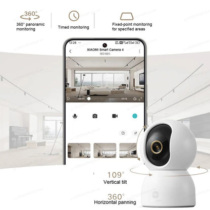 XIAOMI Smart Camera 4,Dual-band Wi-Fi 6,8MP 4K HDR AI Tracking,Night Vision,Two-Way Audio,Home Security Baby Monitor,Pet Camera