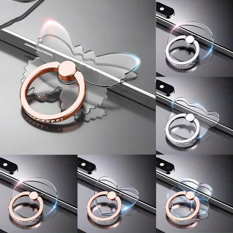 Crystal Diamond Transparent Phone Ring Holder 360° Rotatable Universal Finger Grip Stand Compatible with All Phones & Cases 1PC