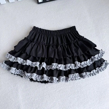Sweet And Spicy High Waist Puffy Half-length Skirt for Women Anti-exposure Bow-knot Short Cake Skirt Spring Summer New Style