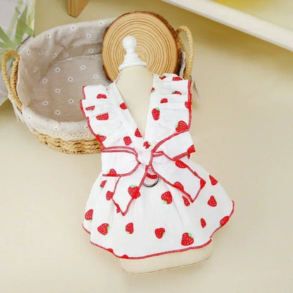 Pet Strawberry Dress Summer Dog Clothes Luxury Dog Vest Suspender Skirt Cat Cooling Shirt Bichon Chihuahua Clothing Dog Outfits
