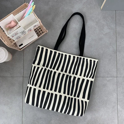 Women Canvas Tote Bag Fashion Korean Cotton Cloth Eco Reusable Shopping Bags Large Ladies Shoulder Shopper Bag Student Handbags