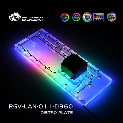 Bykski Acrylic Distro Plate / Board for LIAN LI O11 Dynamic Case / Fit Dual 360MM Radiator / Combo DDC Pump / RGV-LAN-O11-D360