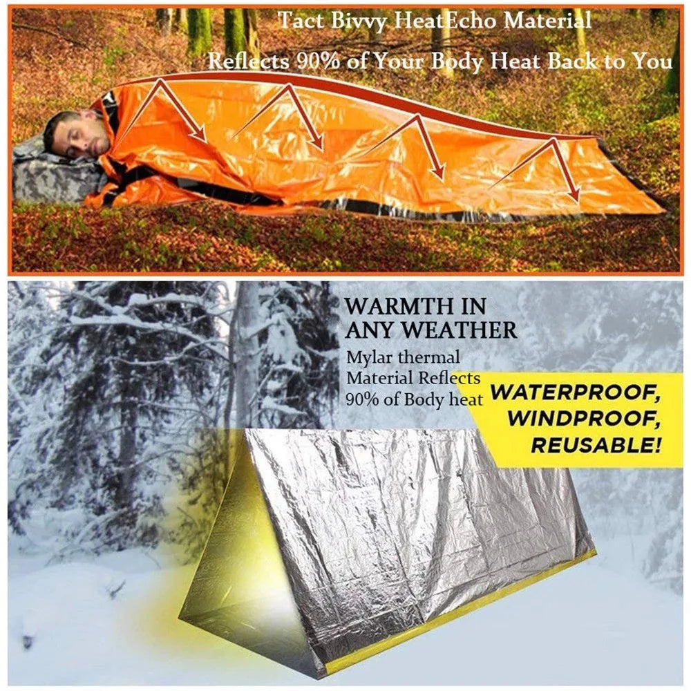 Emergency Sleeping Bag for Survival Gear and Supplies Life Bivy Sack Waterproof Mylar Emergency Blankets for Survival Kit