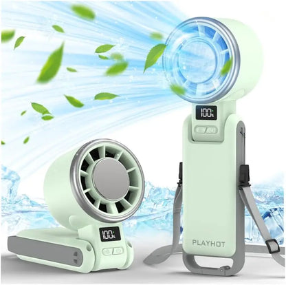 Portable Fan: 60°F Ice Cooling, Up to 12Hrs Runtime, 25550RPM Powerful Motor, 5 Speeds, Hand/Neck/Desk 3-in-1, Rechargeable