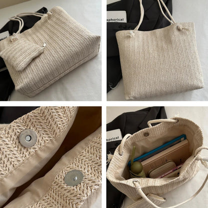 Designer Women Handbags Fashion Large Capacity Straw Tote Bag Summer Beach Bag Casual Bali Big Purse