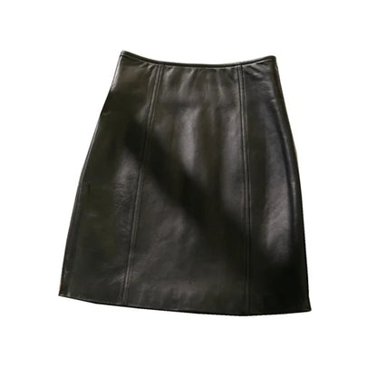 Hip Wrap Slim Fit Genuine Leather High Waist Thin 2025 A-line Sheepskin Short Skirt Female Fashion Women Harajuku Kawaii Casual