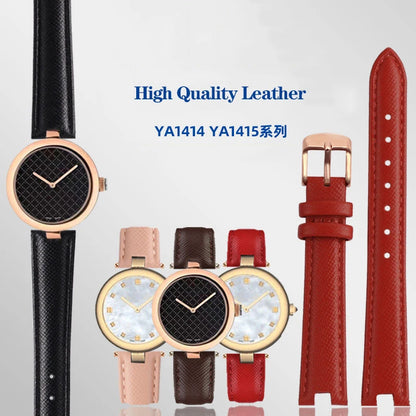 High Quality Notched Watch Strap for Gucci YA141401 YA141505  YA1414 YA1415 GC Women's Watch Leather Watchband 12x5mm 14x5mm