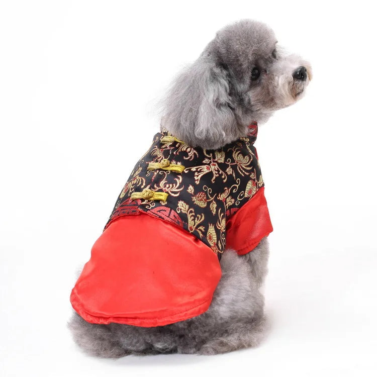 Traditional Chinese Pattern Pet Clothing Warm and Comfortable Dog Clothing for Small and Medium Dogs Thick Pet Cotton Coat