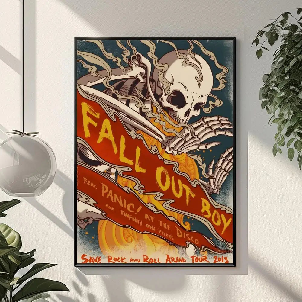 Rock Band P-panic At The Disco Painting Calligraphy HD Print Crease Art Photos For Living Room Home Wall Decor Canvas
