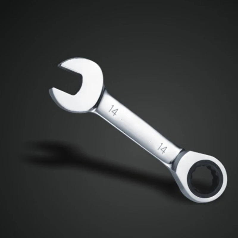8-19mm Short Handle Ratchet Handle Wrench CR-V Combination Wrenches Quick Open Spanner Auto Repair Tools 1pcs