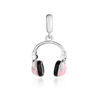 Guitar Microphone Music 925 Sterling Silver Charm Pendant Suitable Fit Original Bracelet Necklace keychain Jewelry Accessories
