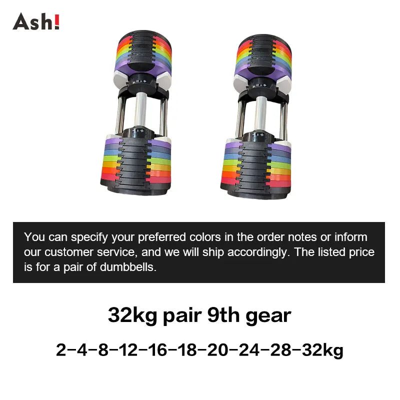 Multi-Color Adjustable Dumbbell Set, 2KG(5LB) or 4KG(9LB) Increment, Up to 50KG(110LB), Fast Adjustable Dumbbells for Home Gym