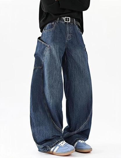 Men's Baggy Barrel Wide Leg Jeans for Men Women Loose Fit Streetwear Y2k Hip Hop Denim Pants
