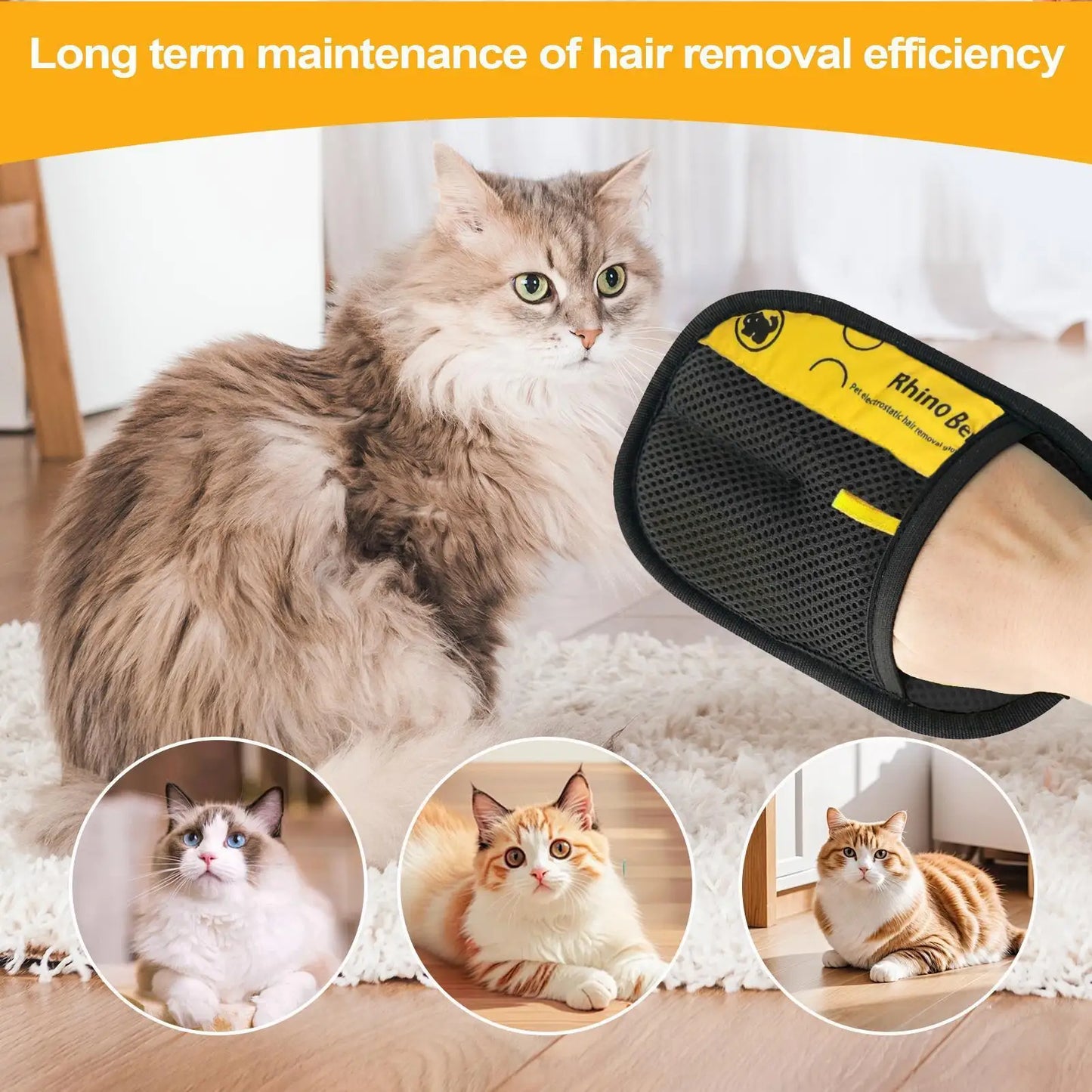 2Pcs Cat Grooming Glove for Brushing & Massage,Pet Hair Remover Gloves - Double-Sided Enjoy Combing, Remove Loose Hair FromPet