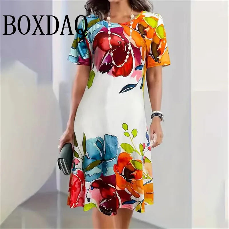 3D Butterfly Print Dress For Summer Women Party O-Neck Short Sleeve Dress Sundress Casual Elegant Ladies Loose Mini Dresses 2025