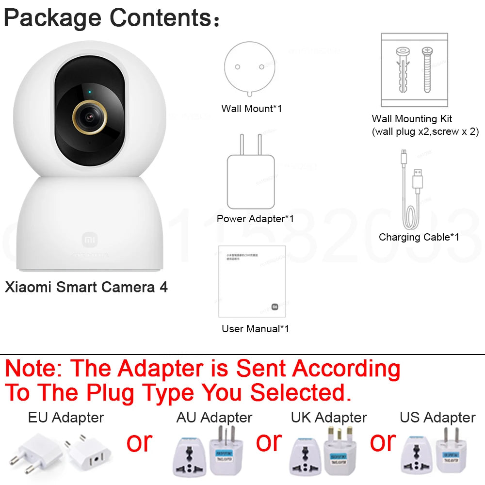 XIAOMI Smart Camera 4,Dual-band Wi-Fi 6,8MP 4K HDR AI Tracking,Night Vision,Two-Way Audio,Home Security Baby Monitor,Pet Camera