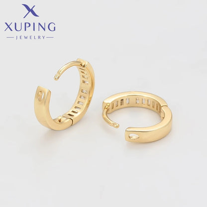 Xuping Jewelry Hot Sales High Quality Charm Popularity Circle Light Gold Color Hoop Earrings for Women Christmas Gift X001189666