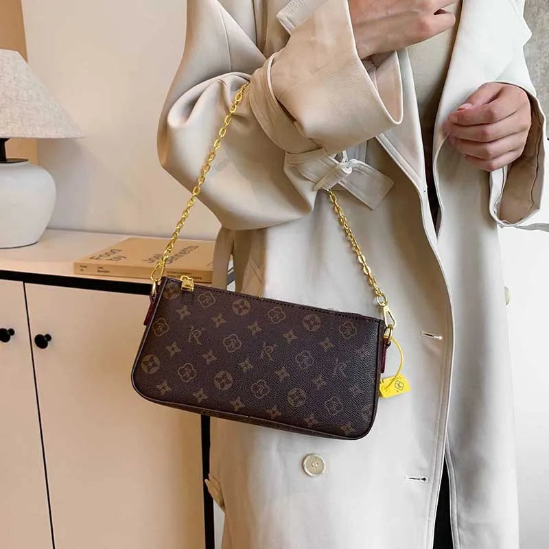 Light Luxury Design Ladies Purses And Handbags 2024 Classic Solid Color Chain Shoulder Bag Letter Element Women's Crossbody Bag