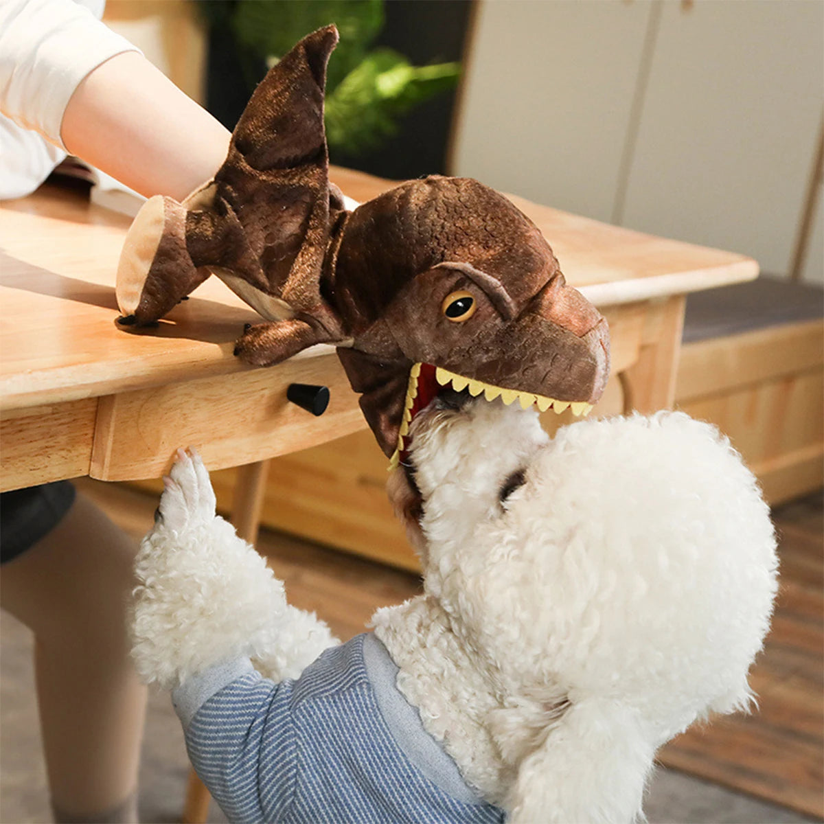Pet Dog And Cat Interactive Toys Dinosaur Hand Puppet Toy Cartoon Plush Doll Parent-child Game Dinosaur Tyrannosaurus Rag doll