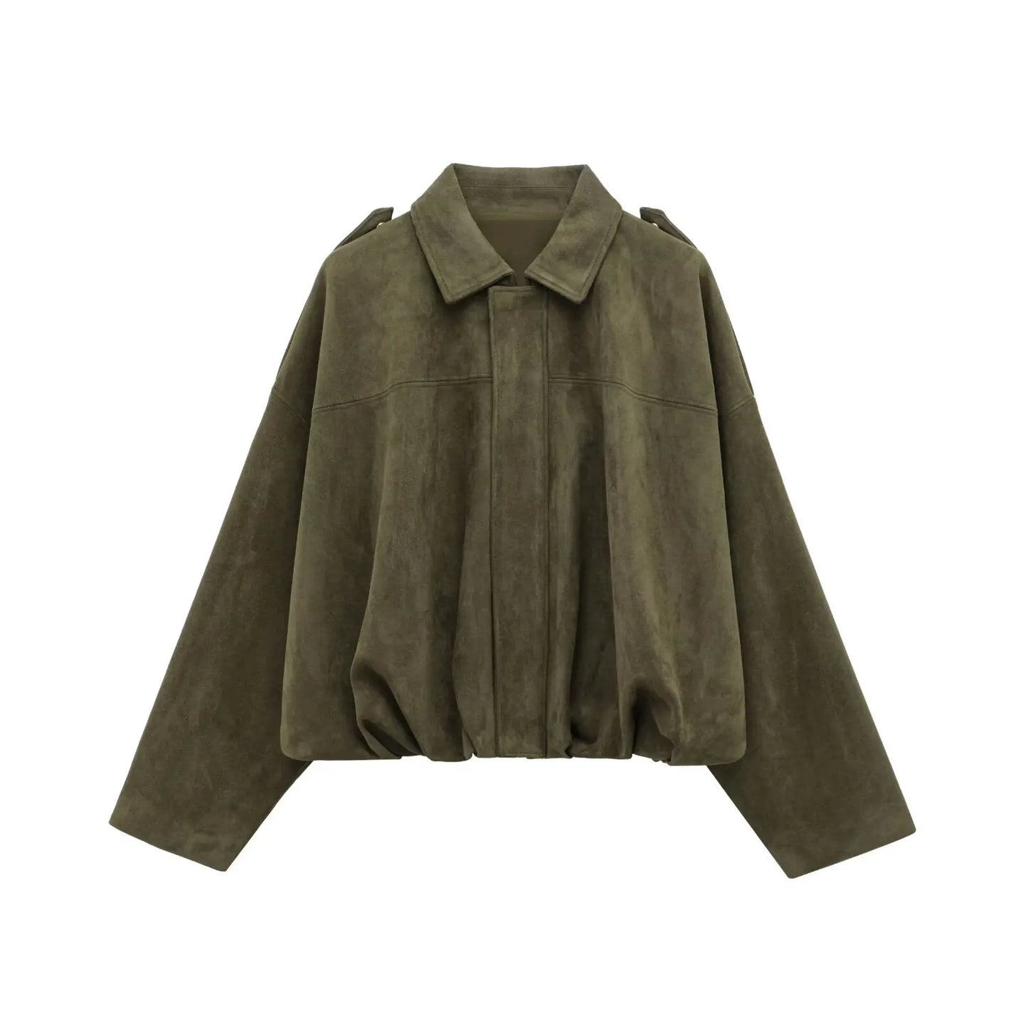 Vintage Faux Suede Short Jackets For Women Zipper Fashion Loose Bomber Jacket Coat Autumn Winter 2025 New Chic Casual Outerwears