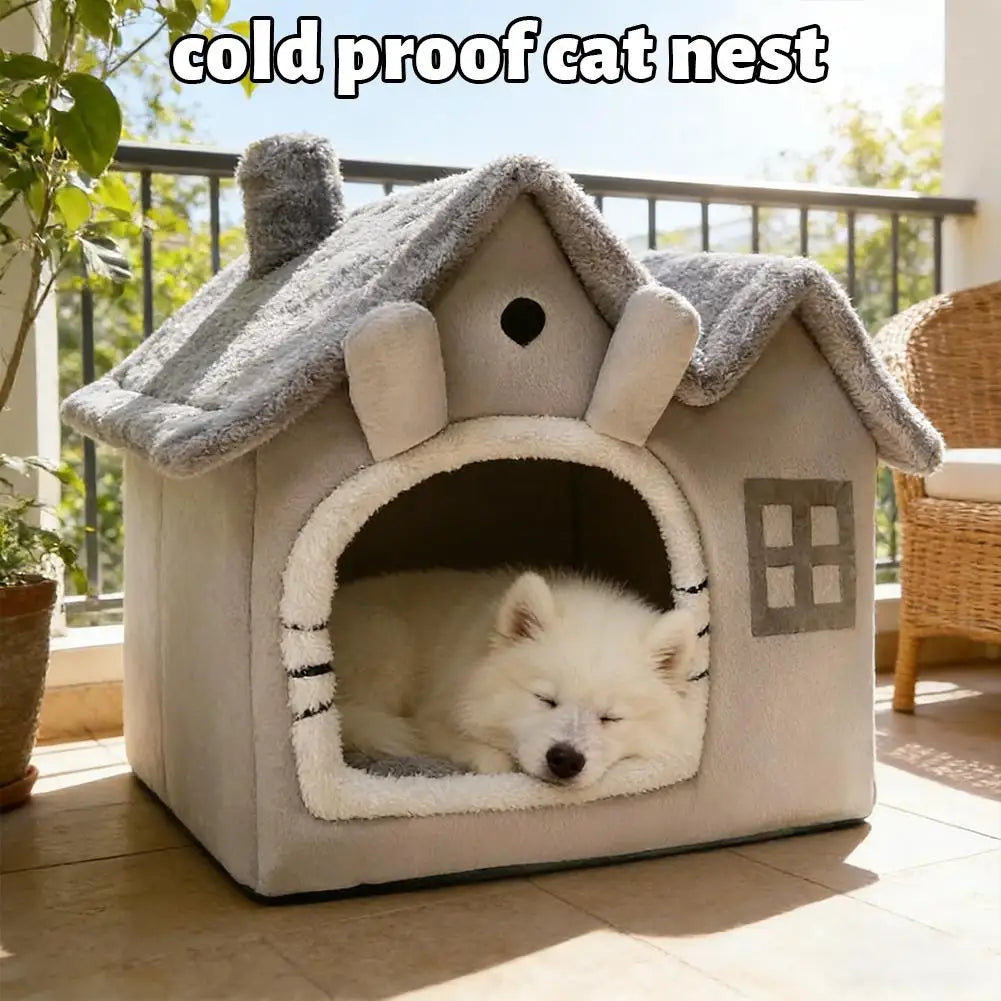 Foldable Dog House Kennel Bed Mat For Small Medium Dogs Cats Winter Warm Cat Bed Nest Pet Products Basket Pets Puppy Cave Sofa