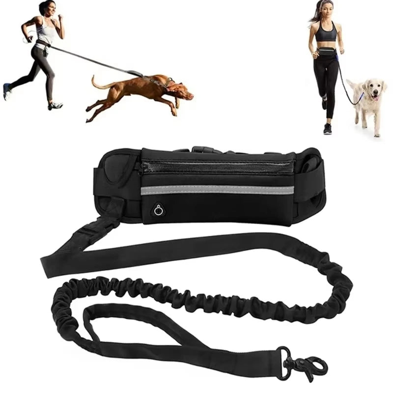 HOMEFISH Hands-Free Dog Leash Pet Leash Reflective with Waist Bag Retractable Elastic for Running&Walking Pet Supplies HD
