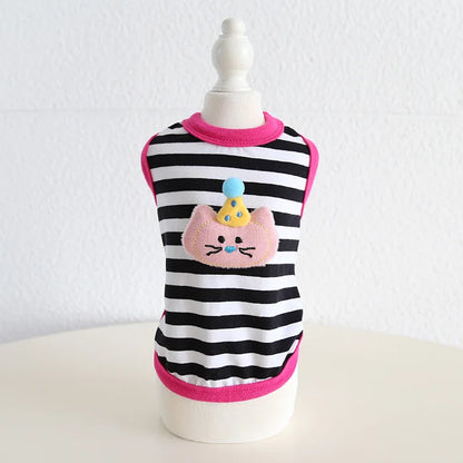 Pet Spring/summer Contrasting Striped Vest Spring/summer Cat Clothing Pet Dress Dog Clothes for Small Dogs Puppy Clothes