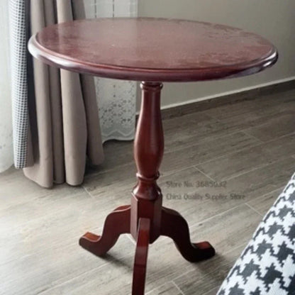 Solid Wood Small round Coffee Table Euro Style Sofa Side Corner Table with Metal Tissue Holder Simple Design American Furniture