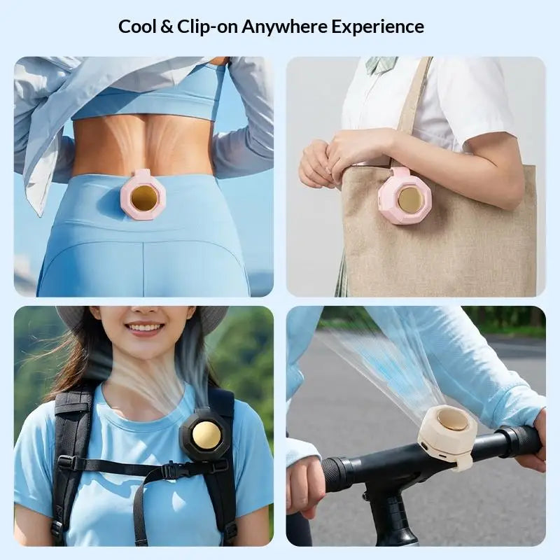 Portable Fan Mini Handheld Rechargeable Bladeless Electric Fan Clip Waist Fan Suitable for Outdoor Ventilation Desktop Small Fan