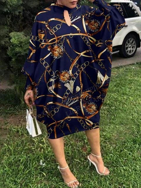 European Long Dress Wrinkle Bat Sleeve Party Evening Dresses Women Fashion Loose Long Sleeve Max Dress Golden Sexy Mid-calf 5XL