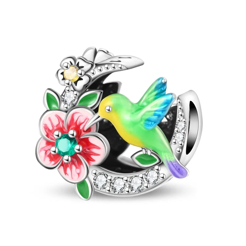 Colorful 925 Sterling Silver Mushroom Rabbit Beads & Toucan Dangle Charm Fits Bracelet Boutique Beautiful Pendant Gifts