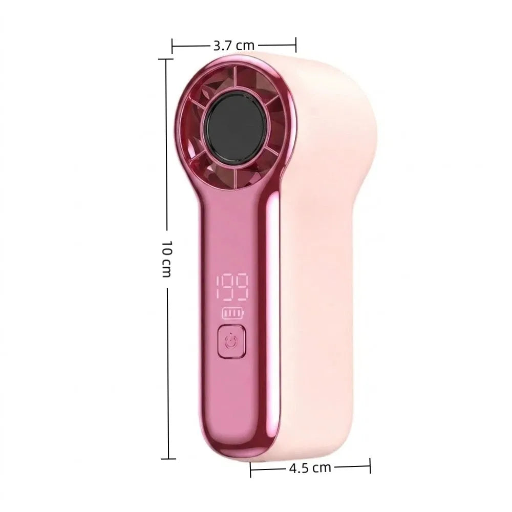 Portable LED Display Mini Handheld Fan USB Rechargeable High-speed Fan Strong Wind Cooling Fan Outdoor Travel Use