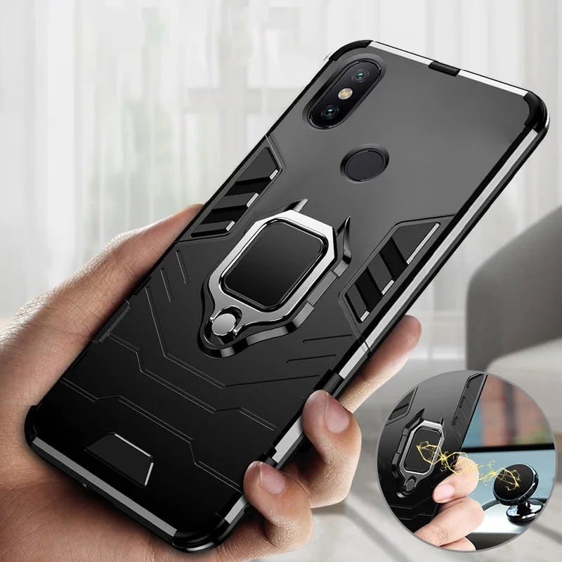 Shockproof Armor Case for Xiaomi, Stand Ring Cover, Mi A2 Lite, 9 SE, F1, 7, 5, 6