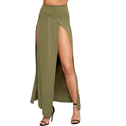 2023 New Arrival High Waisted Sexy Womens Double Slits Summer Solid Long Maxi Skirt Wholesale 51 Valentine's Day Gifts