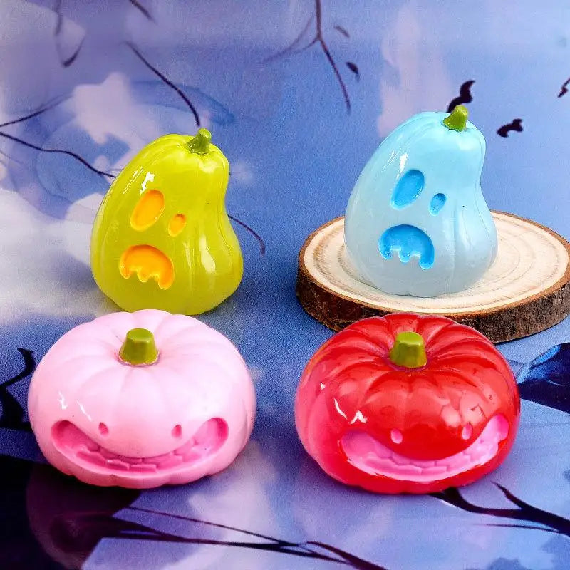 Micro Landscape Luminous Pumpkin Resin Decorative Ornaments Diy Cream Glue Decoration Material Halloween Pumpkin Gift