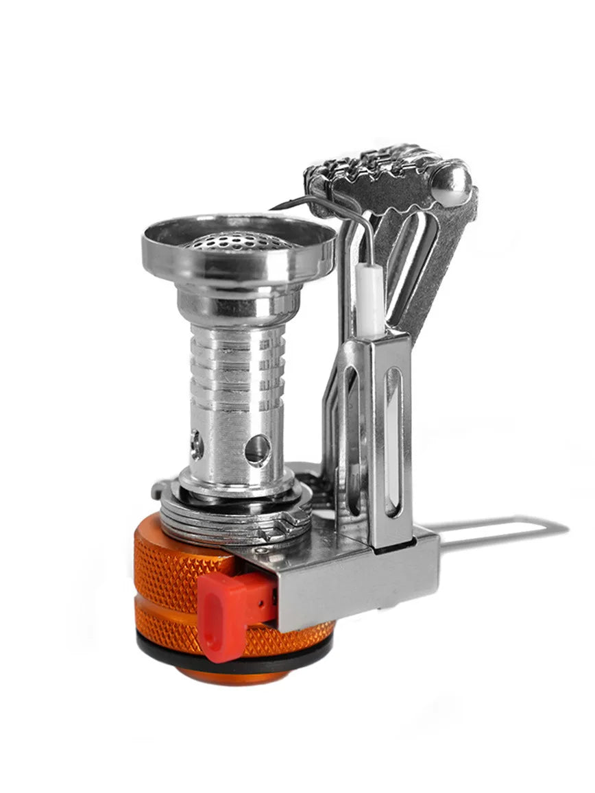 9.5×8cm Portable Stove Foldable Ultra Lightweight Aluminum Alloy Piezo Lgnition Windproof Stable Base Outdoor Camping Equipment
