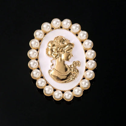 SHMIK Vintage Palace Style Relief Beauty Pendant Crystal Badges Brooch For Women Elegant Retro Middle Design Pin Jewelry